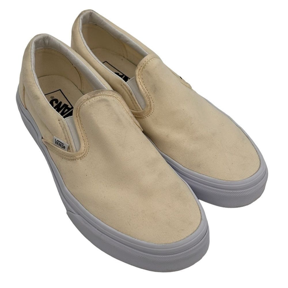 Vans off white cream slip ons sneaker women’s size 9 men’s size 7.5
